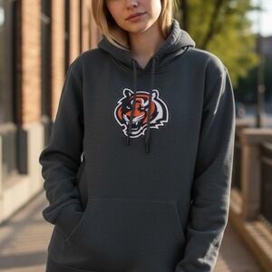 Majestic Unisex Small Black Cincinnati Bangles Pullover Pocket Hoodie
